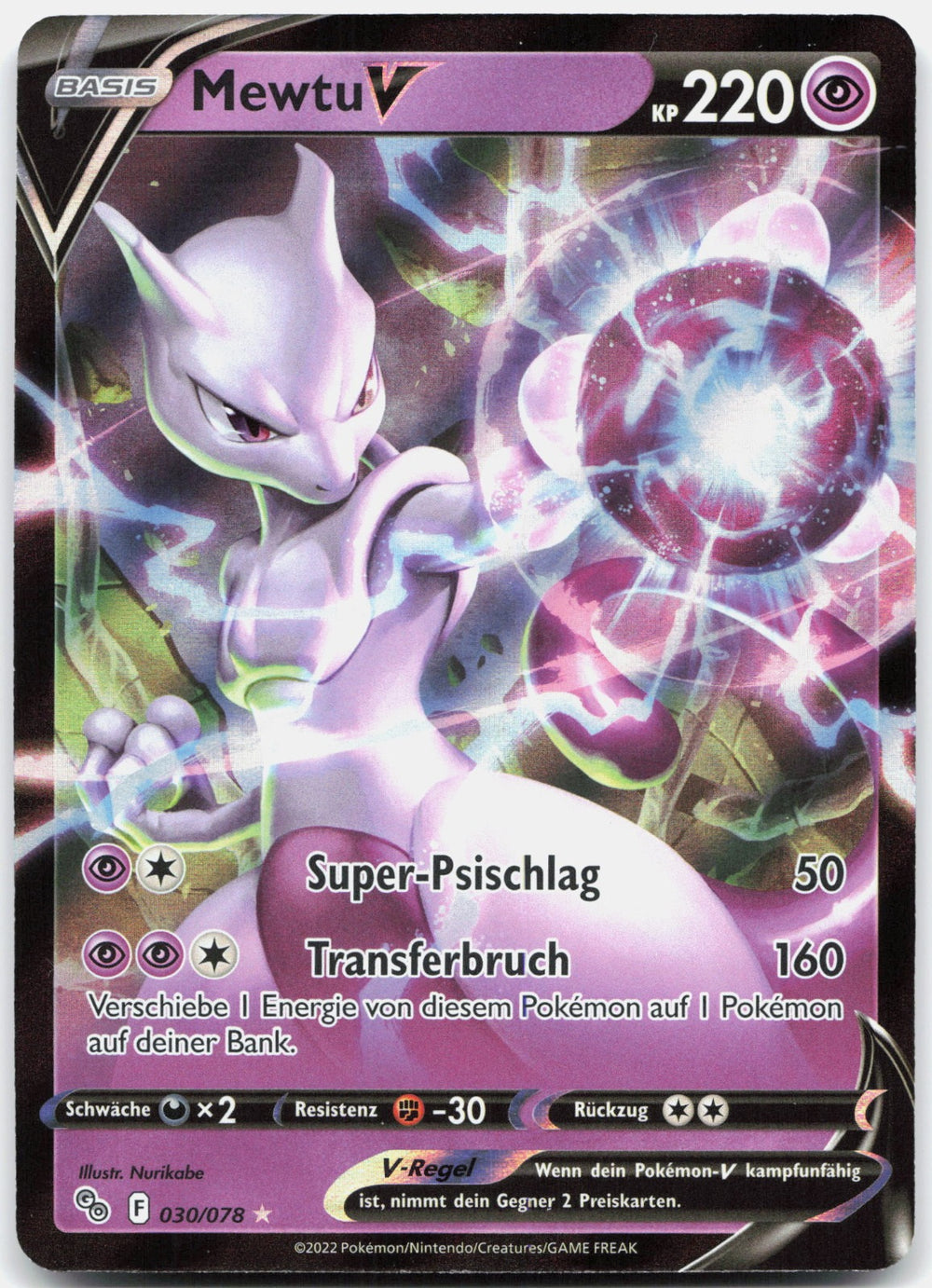 Mewtu V Holografisch Selten V Pokémon GO 030 NM
