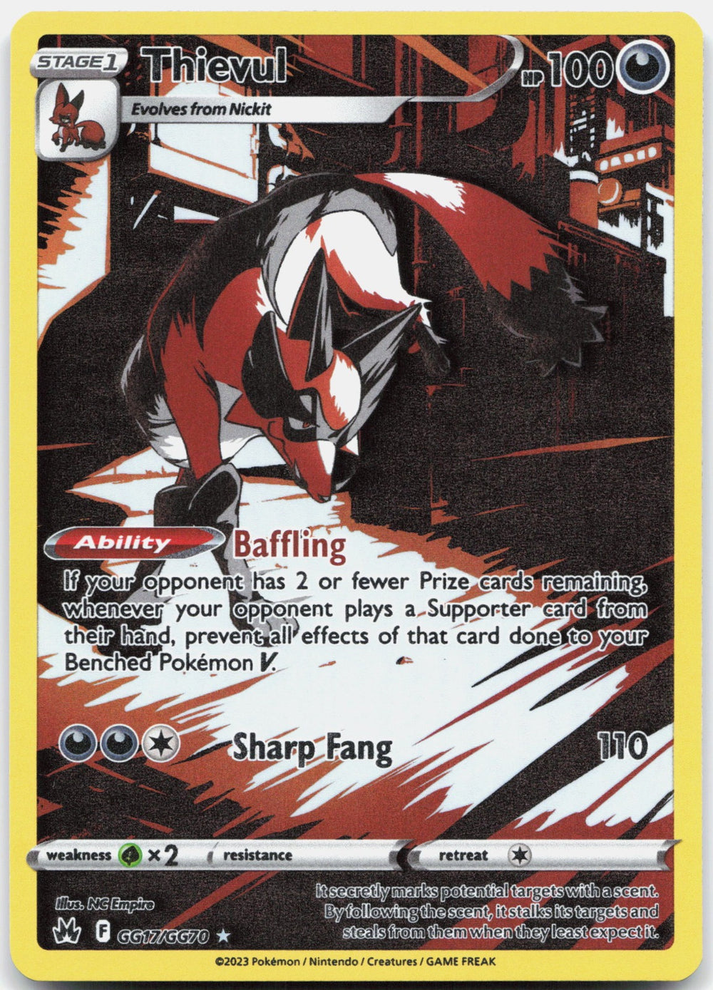 Thievul Holo Ultra Rare SWSH: Crown Zenith: Galarian Gallery GG17/GG70 NM