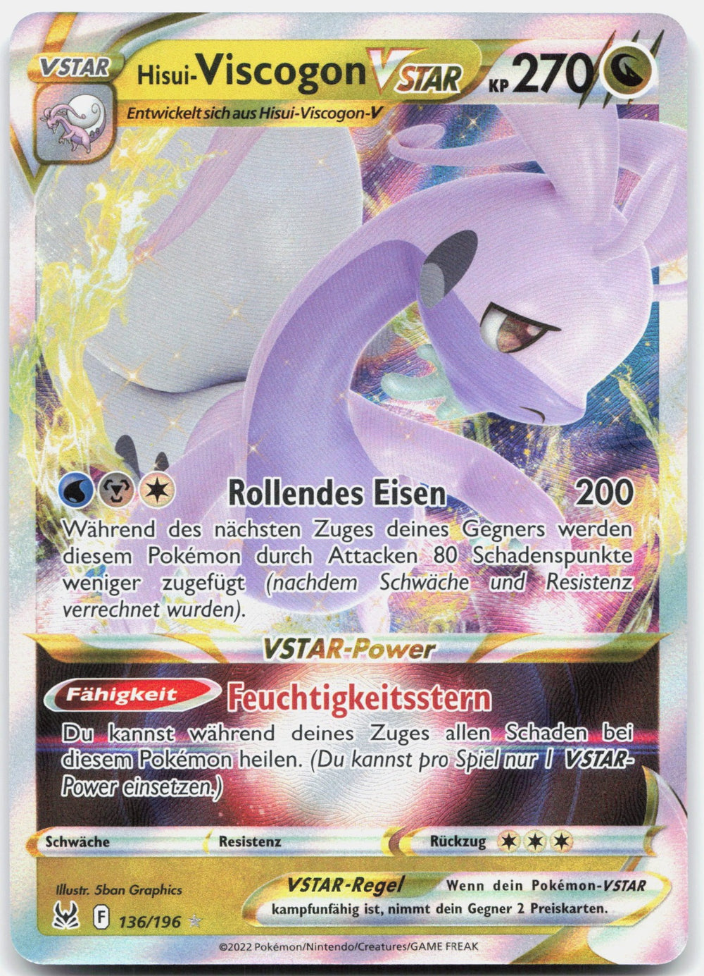 Hisui Viscogon-VSTAR Holografisch Selten VSTAR Verlorener Ursprung 136 NM