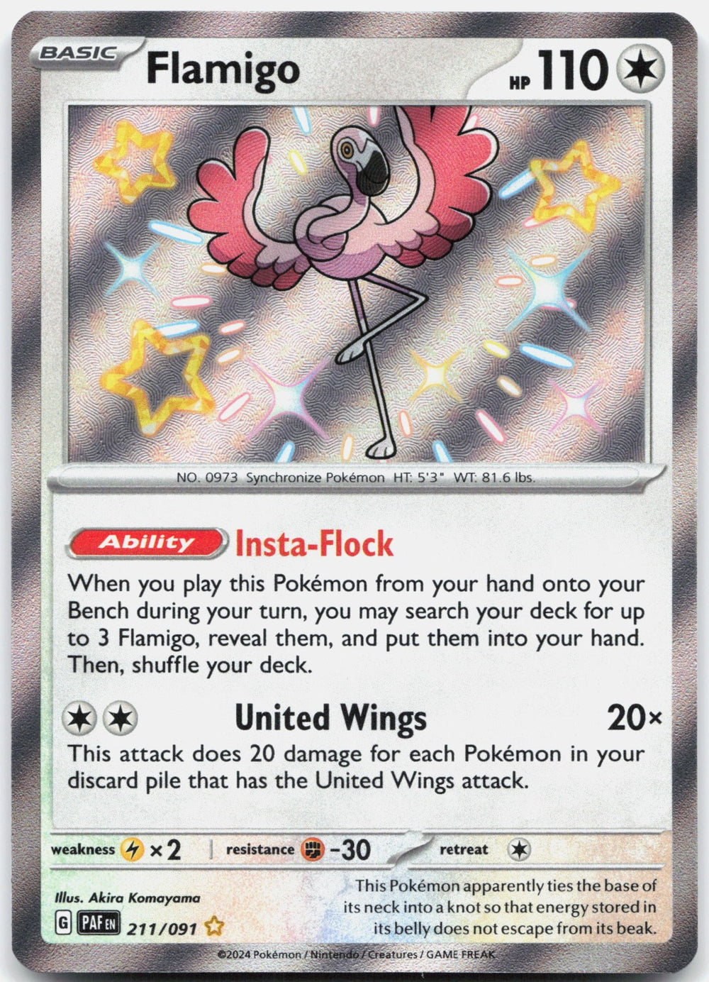 Flamigo Holo Shiny Rare SV: Paldean Fates 211/091 NM